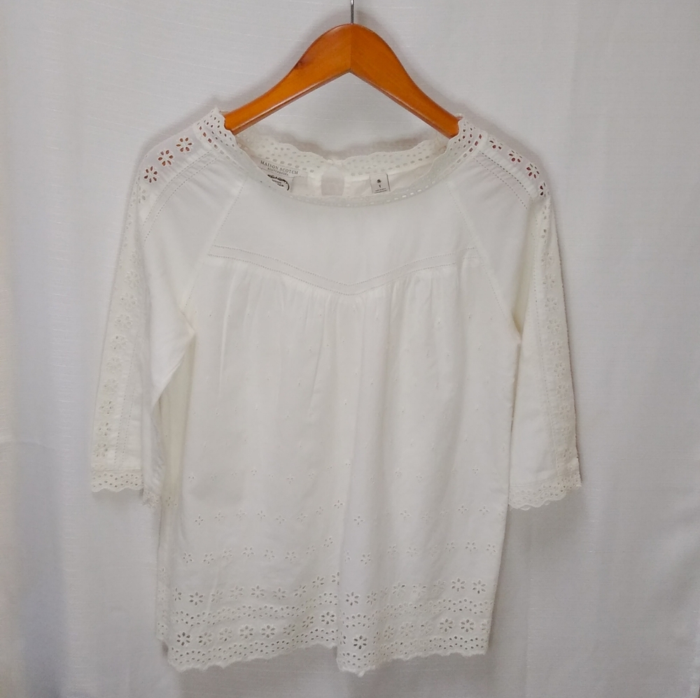 Scotch & Soda Eyelet Blouse Size 1 White